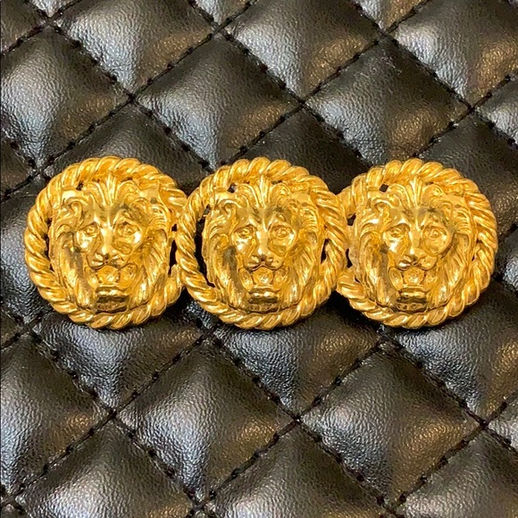 Vintage Jewelry - Designer Vintage Gold Lion Head Brooch Bar Vintage Jewelry - Designer Vintage Gold Lion Head Brooch Bar